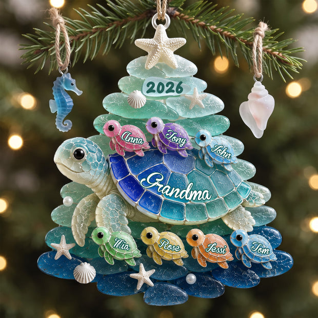 Turtle Grandma Acrylic Ornament - Personalized Acrylic Ornament - Gifts For Christmas