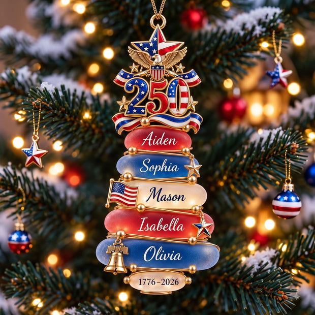 Patriotic Family Custom Name Christmas Gift For Family, Patriots - Personalized Acrylic Ornament