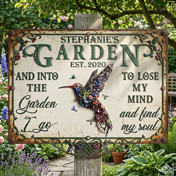 And Find My Soul Garden Floral Art - Personalized Metal Signs - Gift for Gardening Lovers
