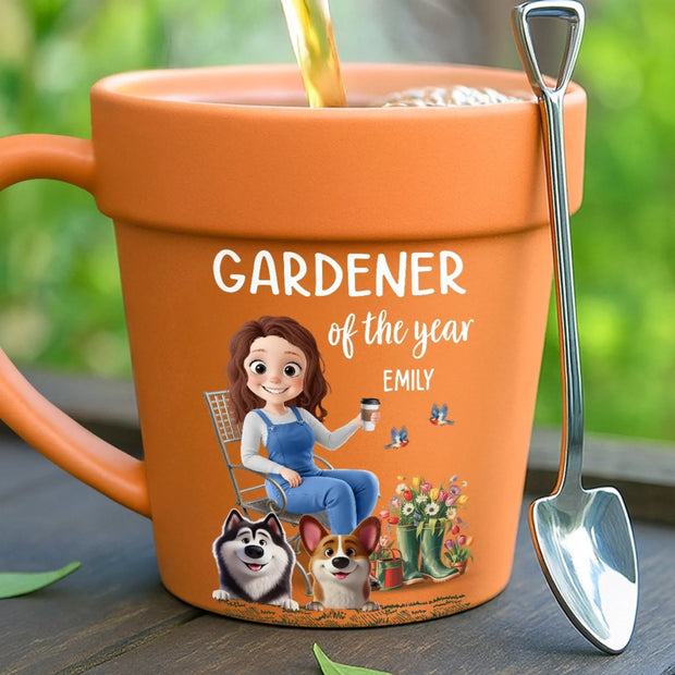 Green Thumb, Golden Heart- Personalized Plant Pot Ceramic Mug - Gift For Garden Lovers