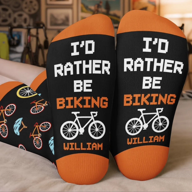 Happiness Is A Bike Ride- Personalized Crew Socks - Gift For Him