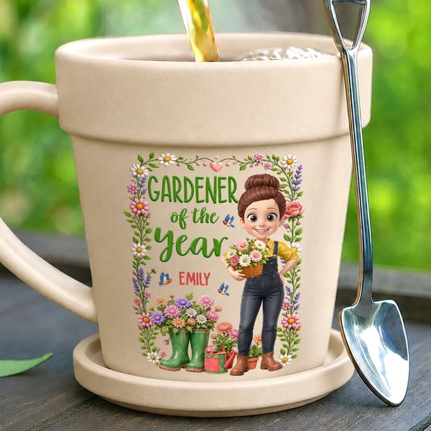 Master Of The Little Backyard- Personalized Plant Pot Ceramic Mug - Gift For Garden Lovers