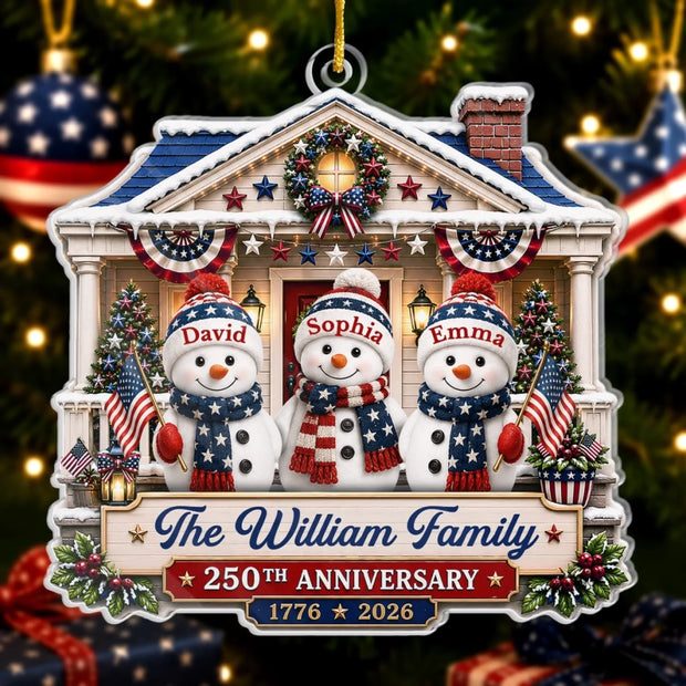 Warm Hearts Patriotic Christmas - Personalized Acrylic Ornament - Chrismas Gift For Family