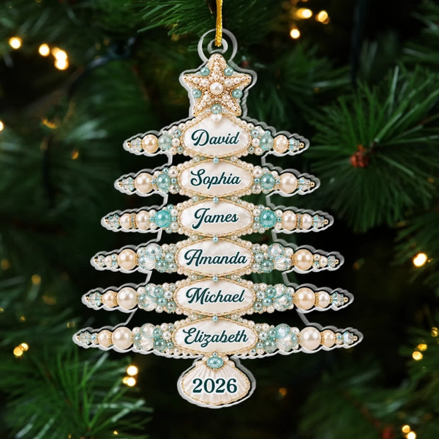 Sparkling Pearls Of Family Love - Personalized Acrylic Ornament - Chrismas Gift For Family