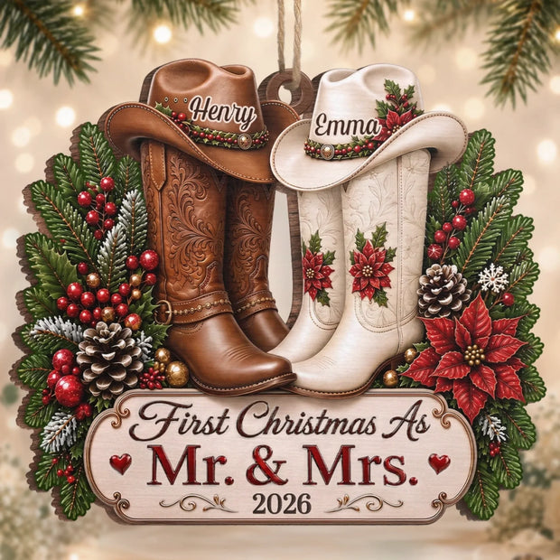 Rustic Love Under The Tree - Personalized Acrylic Ornament - Chrismas Gift For Couple