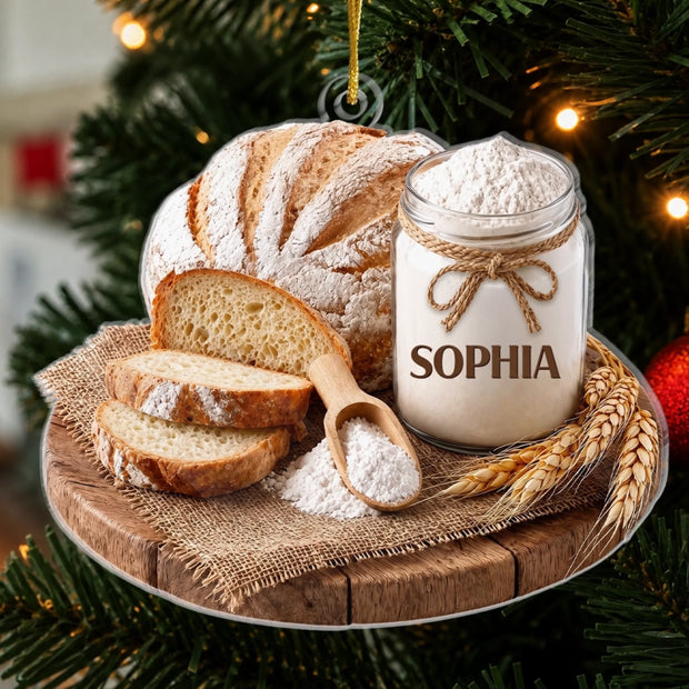Baked With Love And Sourdough - Personalized Acrylic Ornament - Christmas Gift For Sourdough Bakers, Bread Bakers