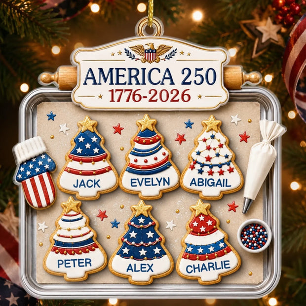 Home Of The Sweet Free America 250th Anniversary Christmas Gifts For Family - Personalized Acrylic Ornament