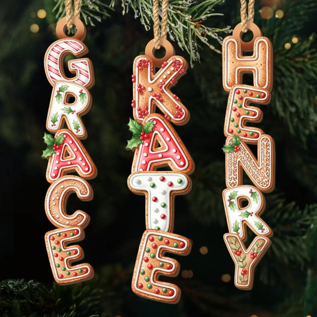Custom Gingerbread Letter Christmas Birthday Gifts For Family, Friends - Personalized Wooden Ornament