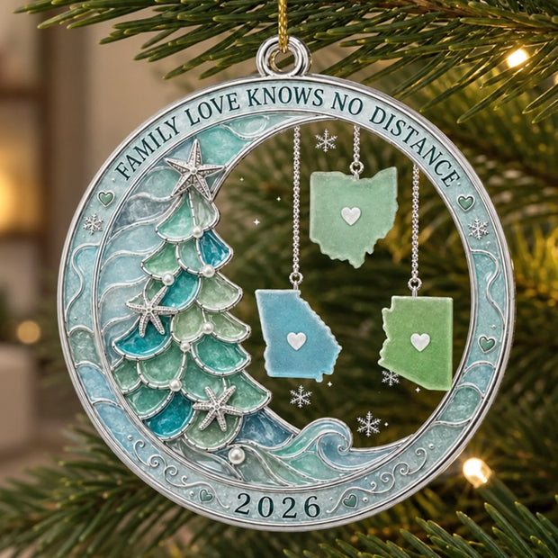 Connected Through Love Custom Name Christmas Gift For Family - Personalized Long Distance Acrylic Ornament