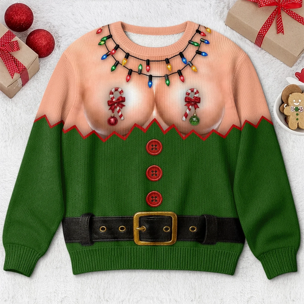 Check Out My Holiday Cheer - Personalized Ugly Sweater - Christmas Gift For Her