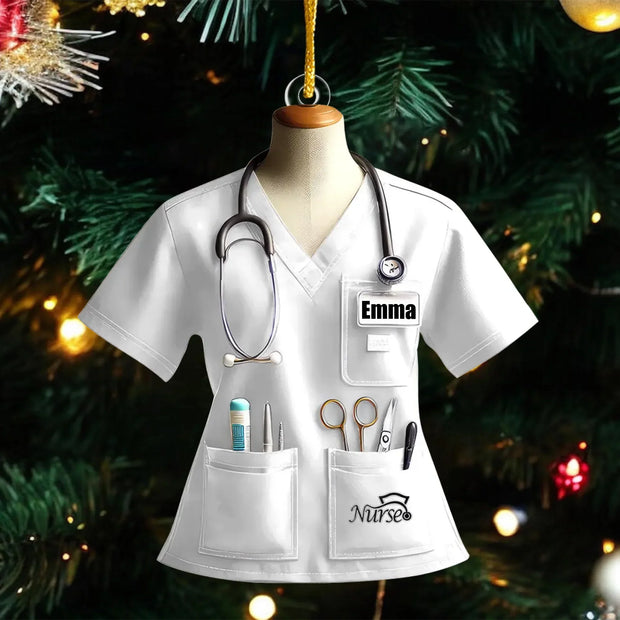 Nurse Uniform Custom Name Christmas Gifts For Her, Nurses - Personalized Acrylic Ornament