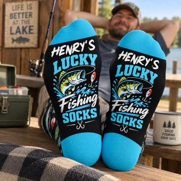 Time For Fisherman Custom Name Gift For Fishing Lovers - Personalized Lucky Crew Socks HH02