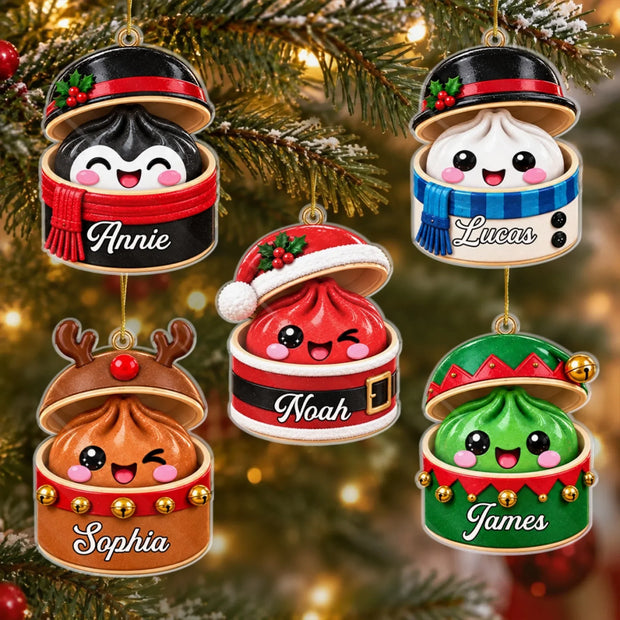 Little Dumpling Holiday Cheer Custom Name Christmas Gifts For Kids - Personalized Acrylic Ornament