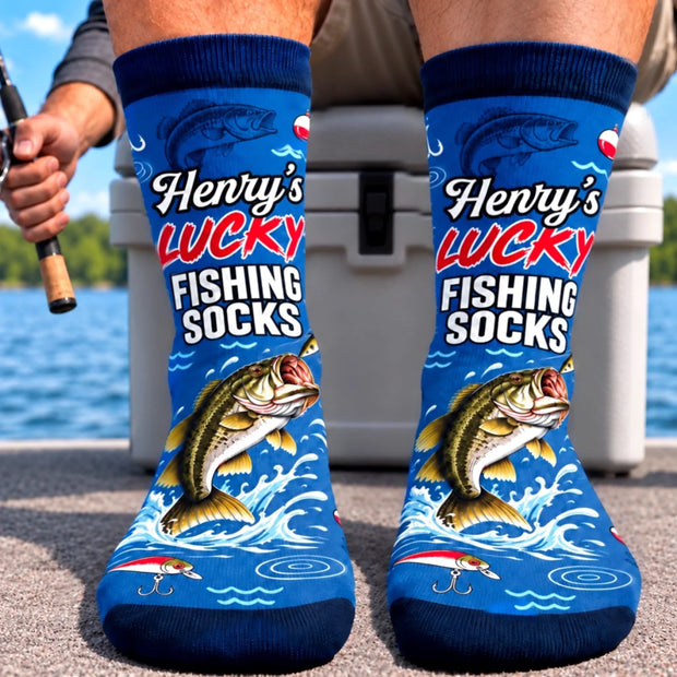 Just Keep Reeling Custom Name Gift For Fisherman - Personalized Lucky Crew Socks HH02