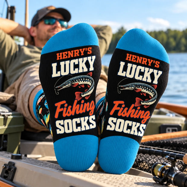 Lucky Fishing - Personalized Crew Socks – Gift for Fishing Lovers