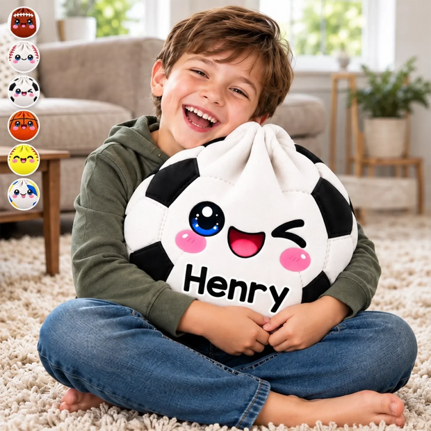 Custom Name Squishy Kawaii Sports Ball Gifts for Kids - Personalized Shaped Pillow