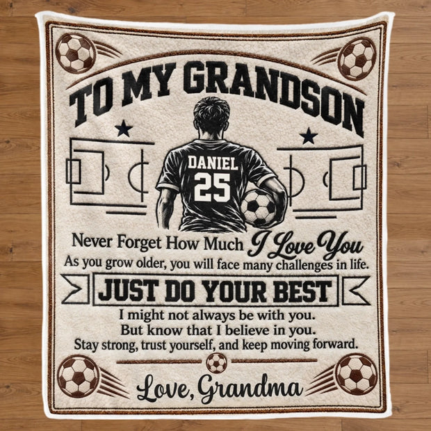 Soccer Gifts for Grandsons - Personalized Blanket - Gift For Him