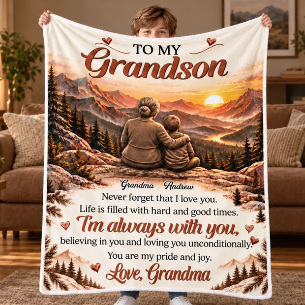 Grandma Gifts for Grandson or Granddaughter - Personalized Blanket - Gift For Her