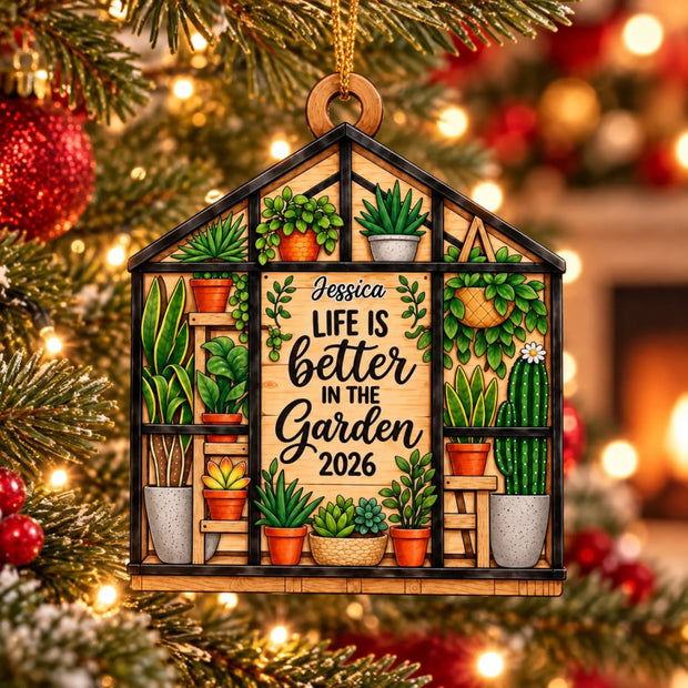 Greenhouse Gardening - Personalized Wood Ornament - Gift For Family