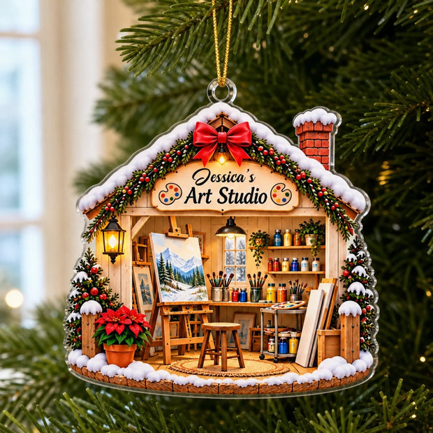 Art Studio - Personalized Acrylic Ornament - Christmas Gift For Her