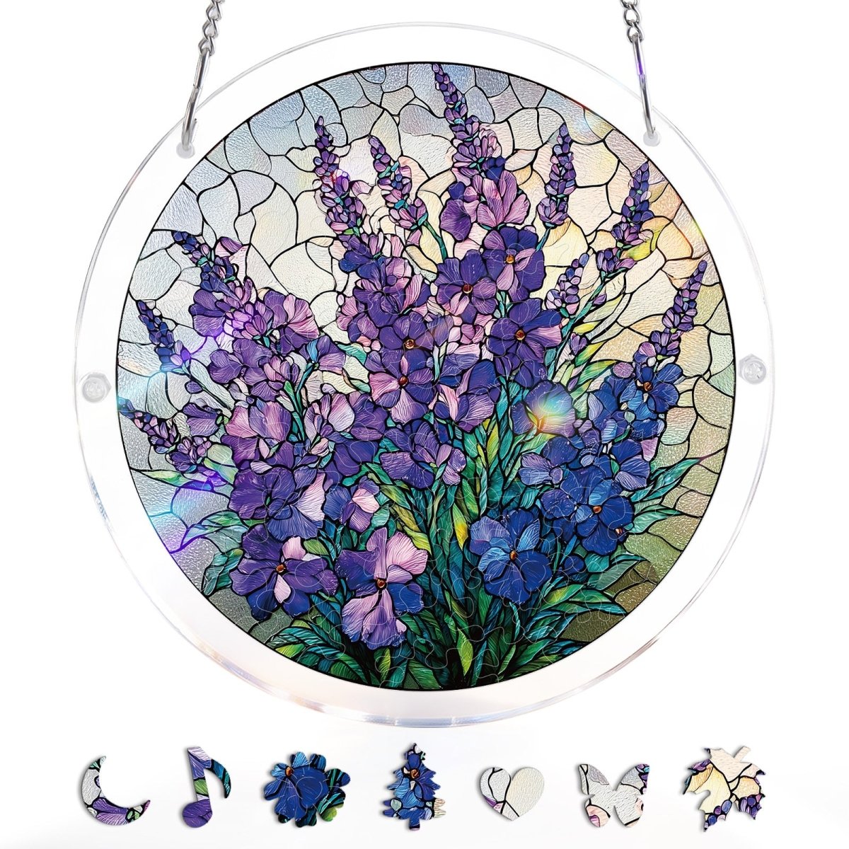 83 piece acrylic jigsaw puzzle suncatcher violet garden grace kaayee puzzle 3568111