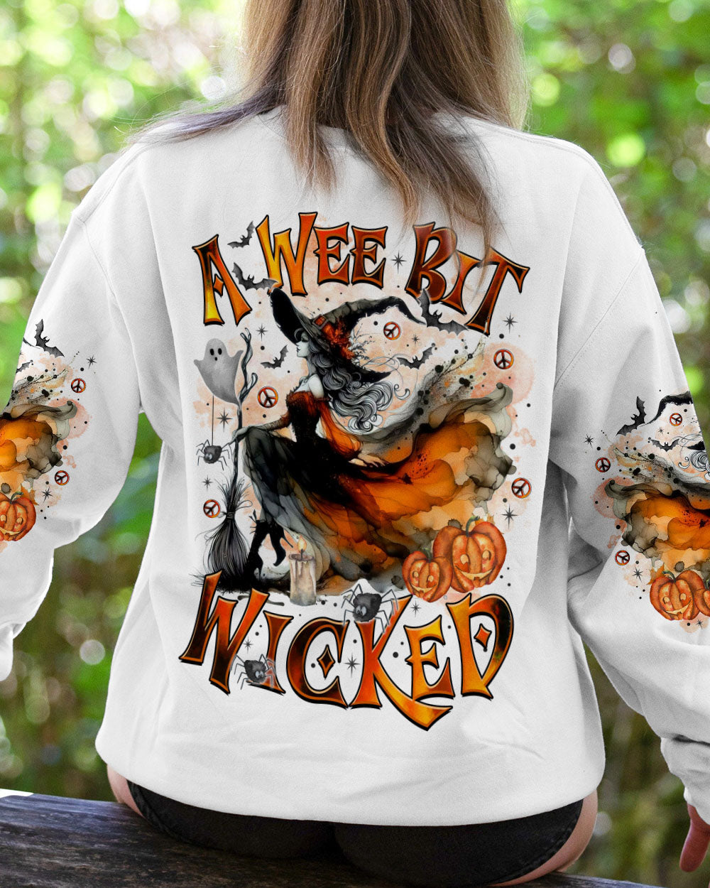 A Wee Bit Wicked Halloween Witch Spooky Pumpkin _26 Witch Design AOP Shirts _7_ ZVQtS