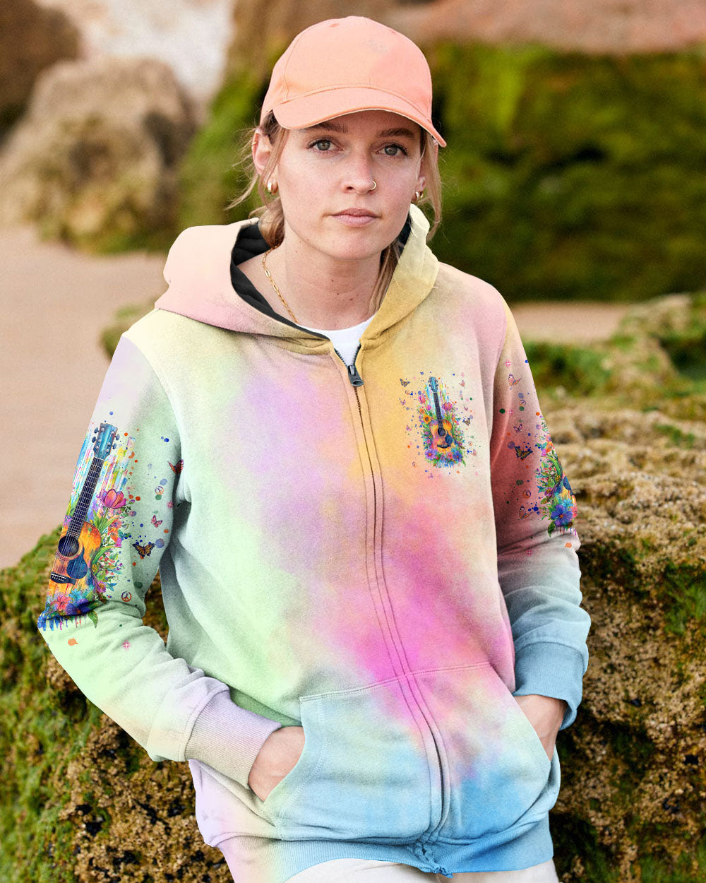 Ageless Hippie Rock _26 Roll Heart Guitar Tie Dye Hippie Soul Floral _26 Peace Quote AOP Shirt _11_ 6e1Ny