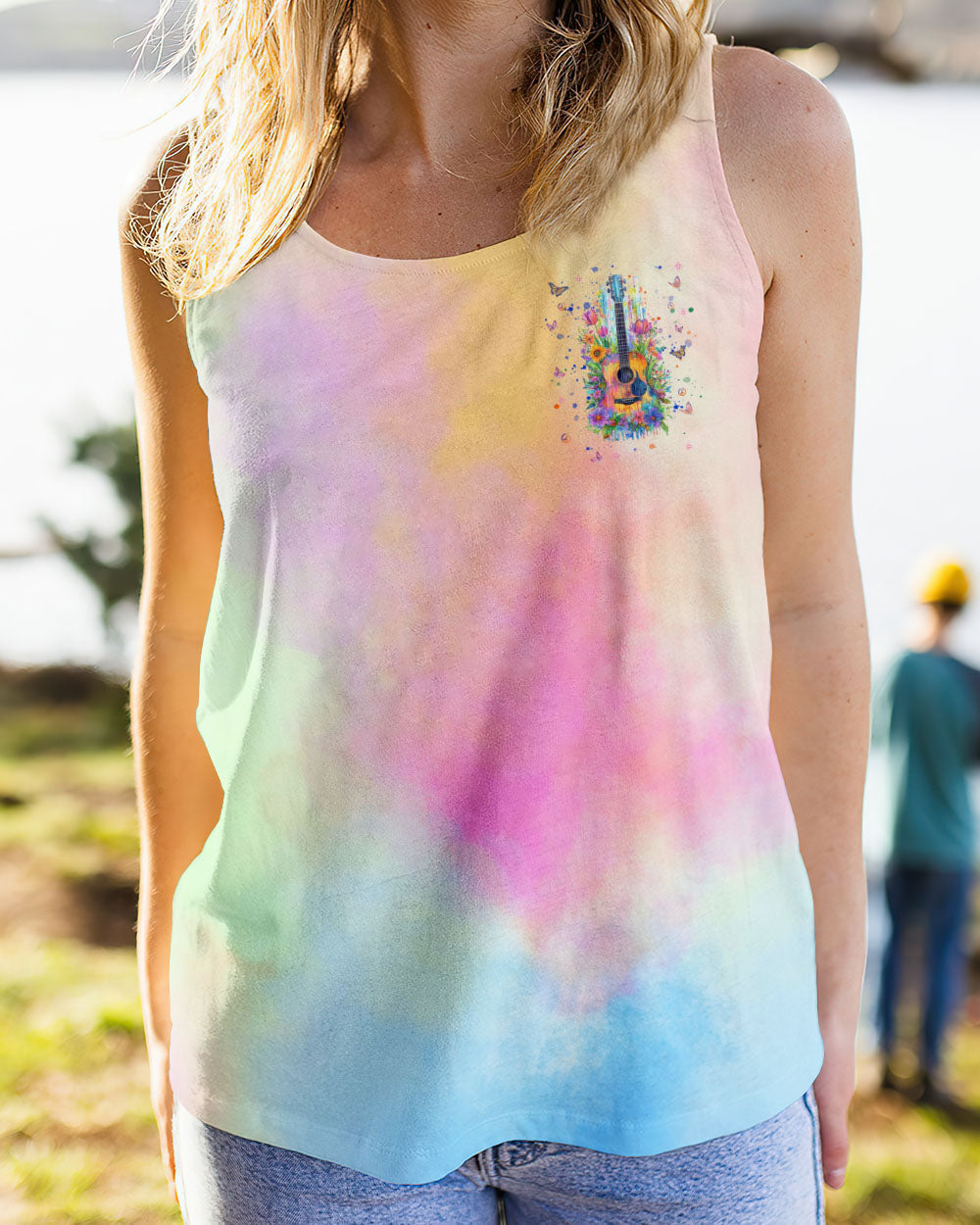 Ageless Hippie Rock _26 Roll Heart Guitar Tie Dye Hippie Soul Floral _26 Peace Quote AOP Shirt _13_ 7kP5v