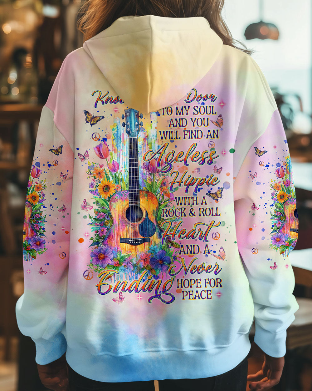 Ageless Hippie Rock _26 Roll Heart Guitar Tie Dye Hippie Soul Floral _26 Peace Quote AOP Shirt _8_ Zzbcm