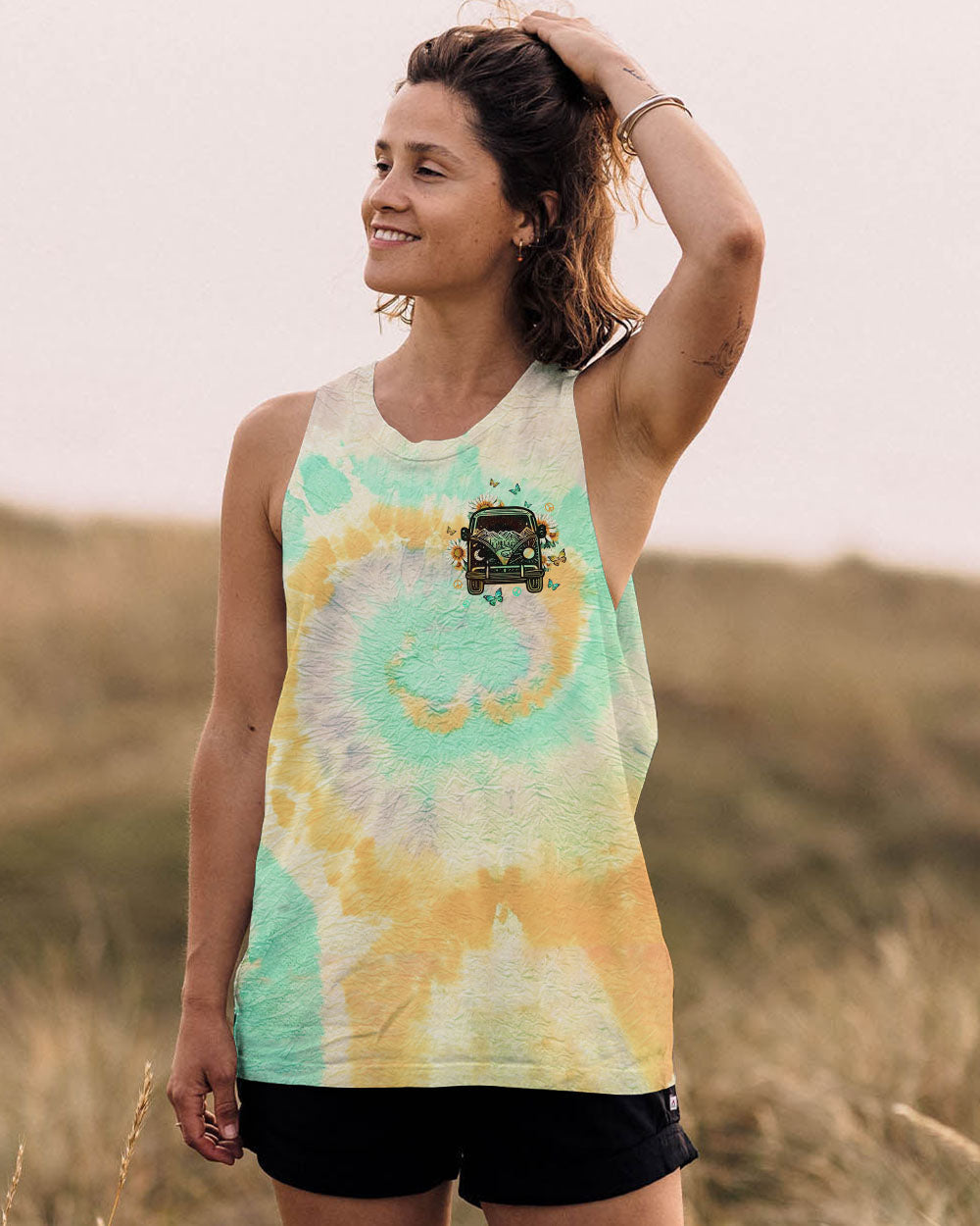 Always Take the Scenic Route Vintage Camper Van Tie Dye Hippie AOP Shirts _13_ 5YdOe