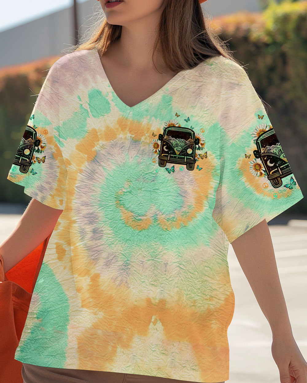 Always Take the Scenic Route Vintage Camper Van Tie Dye Hippie AOP Shirts _5_ dpp2H