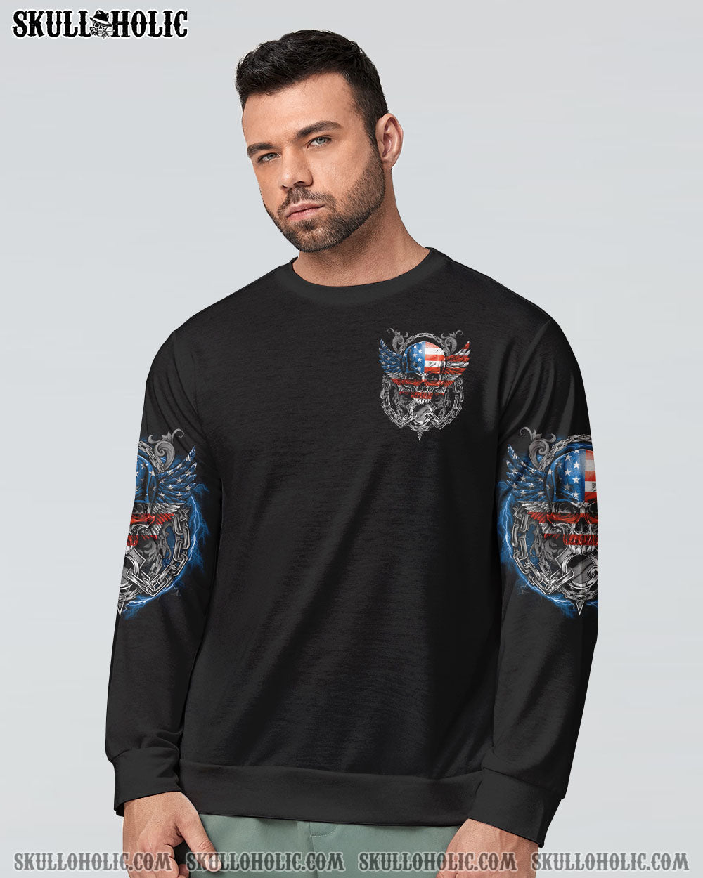 America Live It Love It or Get the Hell Out Patriotic Skull America Love Graphic Tee AOP Shir _4_ EOwGe