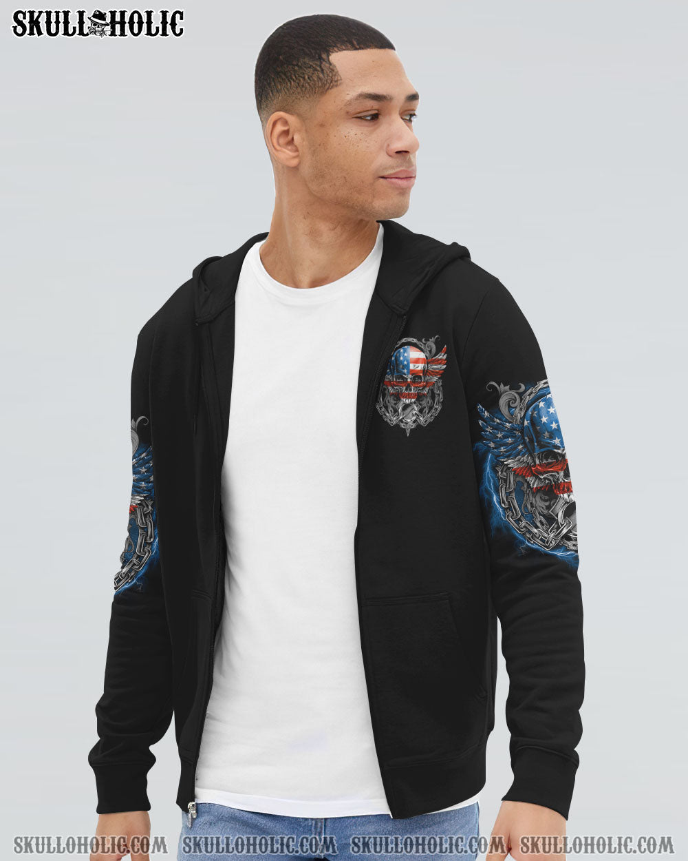 America Live It Love It or Get the Hell Out Patriotic Skull America Love Graphic Tee AOP Shir _6_ cdiCq