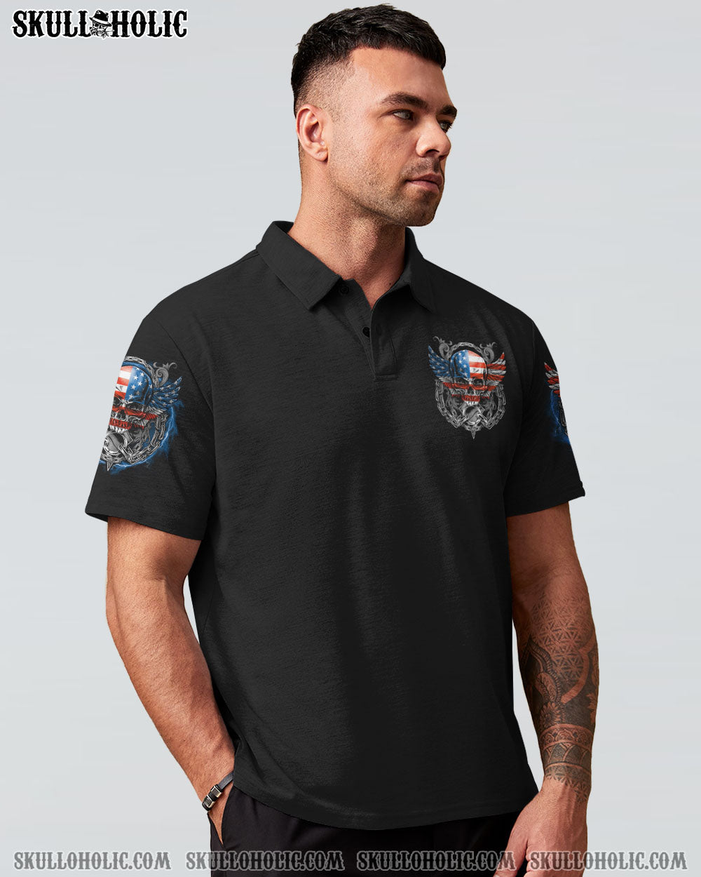 America Live It Love It or Get the Hell Out Patriotic Skull America Love Graphic Tee AOP Shir _8_ ANIRK