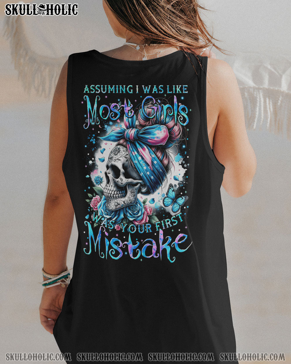 Assuming I Was Like Most Girls was your first Mistake Skull and Rose Sassy Graphic AOP Shirts _11_ EoGNt