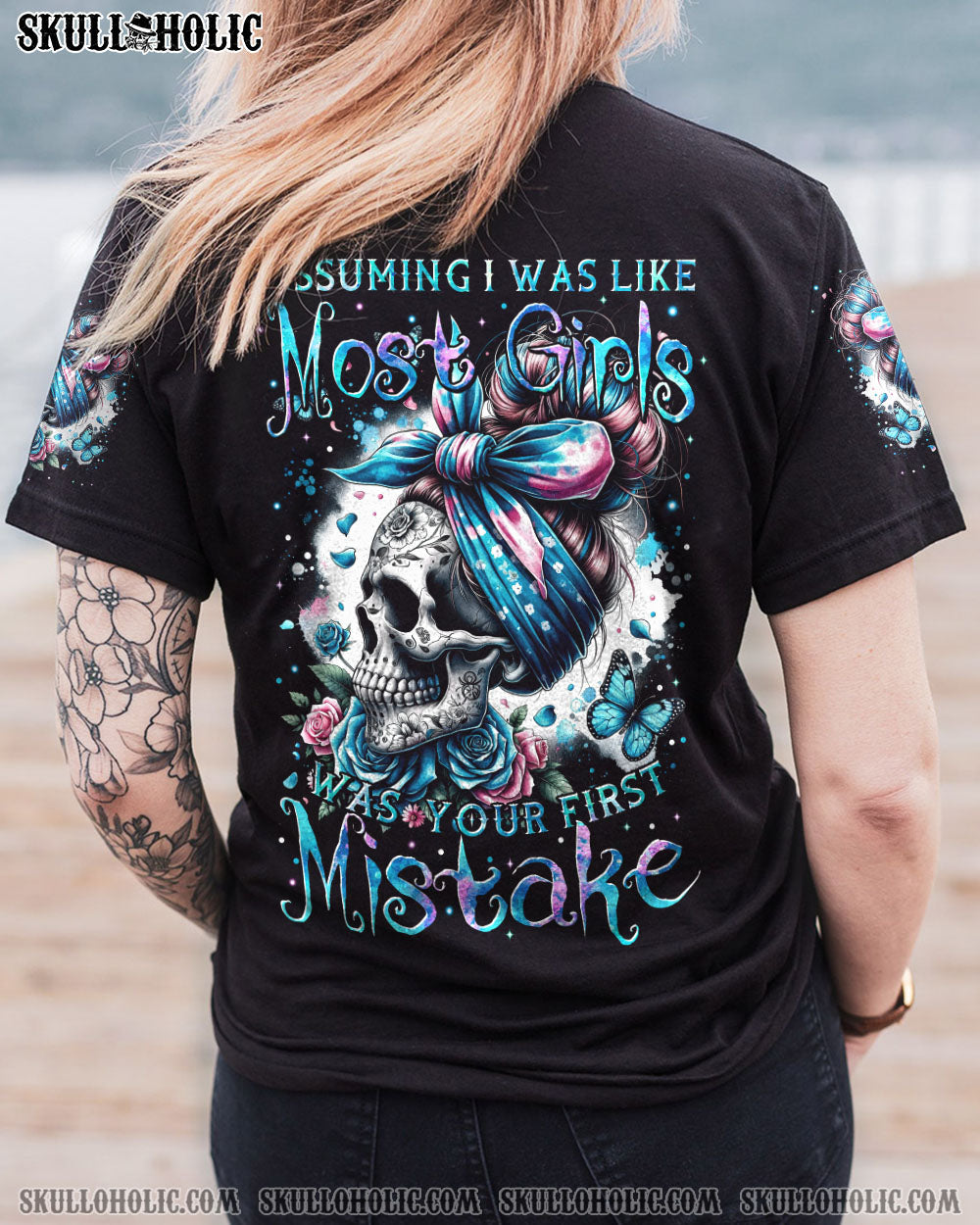 Assuming I Was Like Most Girls was your first Mistake Skull and Rose Sassy Graphic AOP Shirts _13_ nyU6F