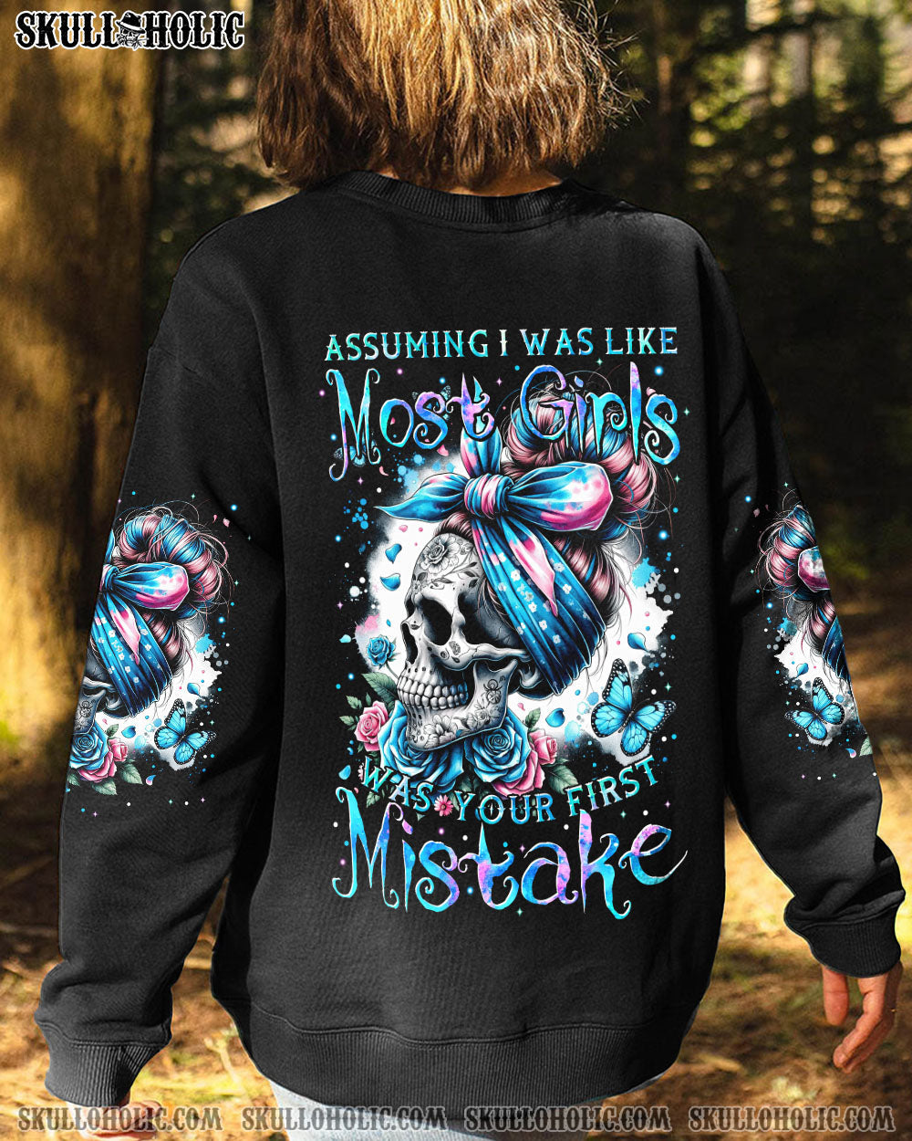 Assuming I Was Like Most Girls was your first Mistake Skull and Rose Sassy Graphic AOP Shirts _7_ gZCsK