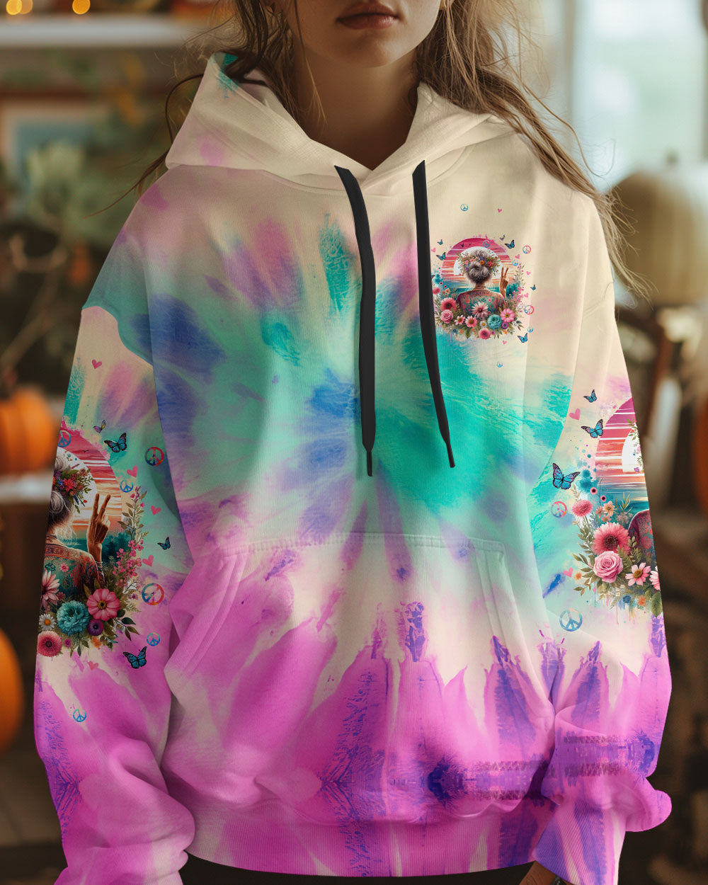 Assuming Im Just an Old Lady Was Your First Mistake Funny Peace Sign Tie Dye Graphic AOP Shirts _6_ JZEFf