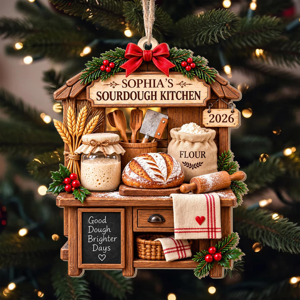 Sourdough Kitchen - Personalized Wood Ornament - Gift For Baking Lovers