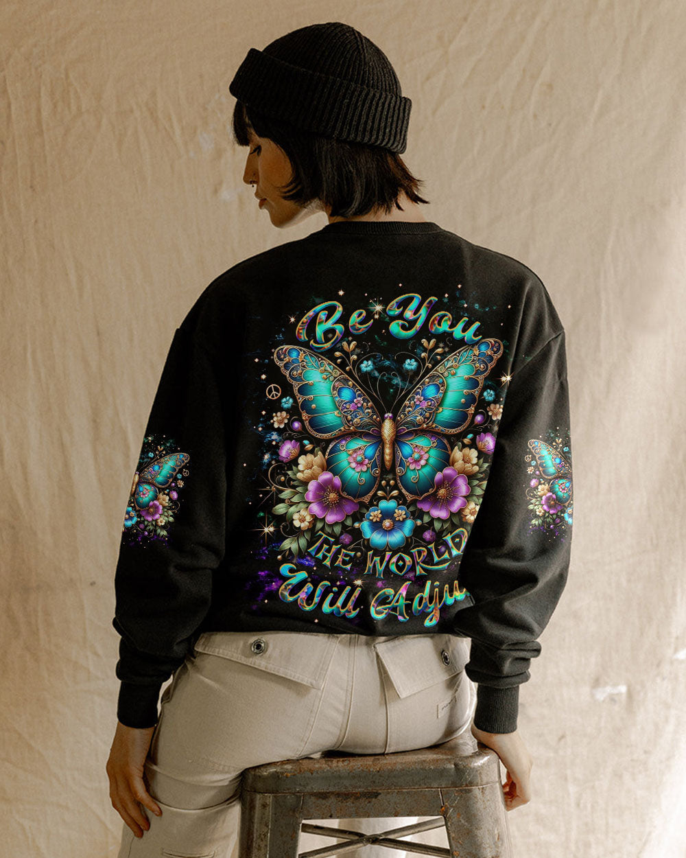 BE YOU THE WORLD WILL ADJUST BUTTERFLY ALL OVER PRINT YHDU3103252_Sweatshirt _26 Hoodies_Sweatshirt_S 1 mO1wV