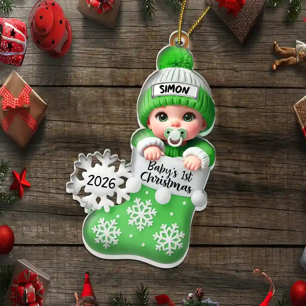 BabyFirstChristmas_ChristmasStocking PersonalizedCustomShapedAcrylicOrnament HT637 CIN3571 MK4_b768d937 4cb3 4181 b816 4466eb99c665