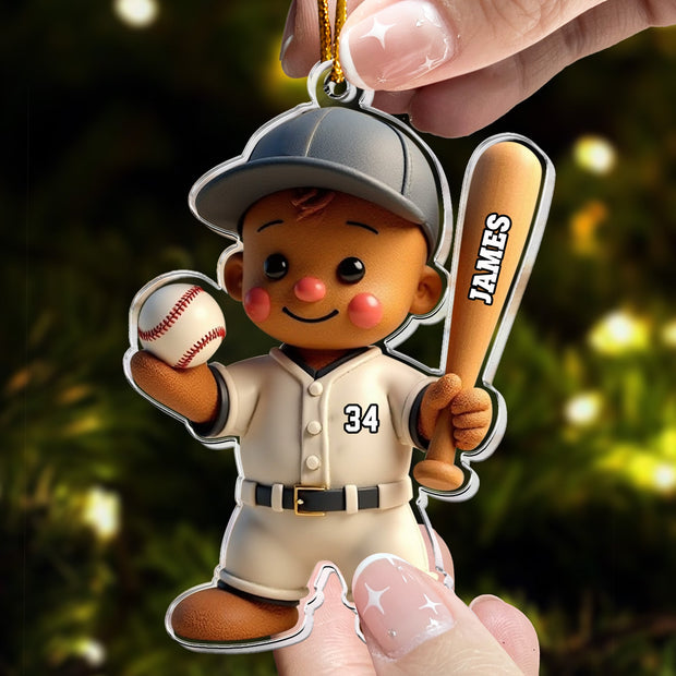 Baseball Gingerbread - Personalized Acrylic Ornament - Gift For Sport Lovers