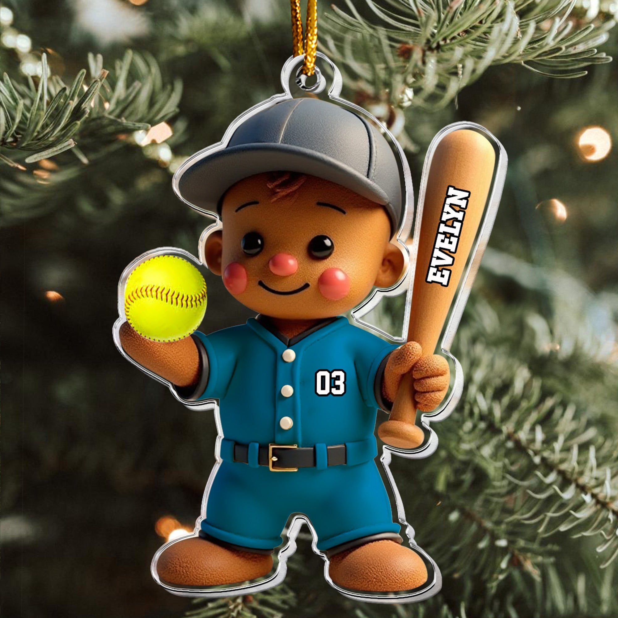 Baseball Gingerbread Christmas Ornament Gift For Kid_ Baseball Lover Personalized Acrylic Ornament_3