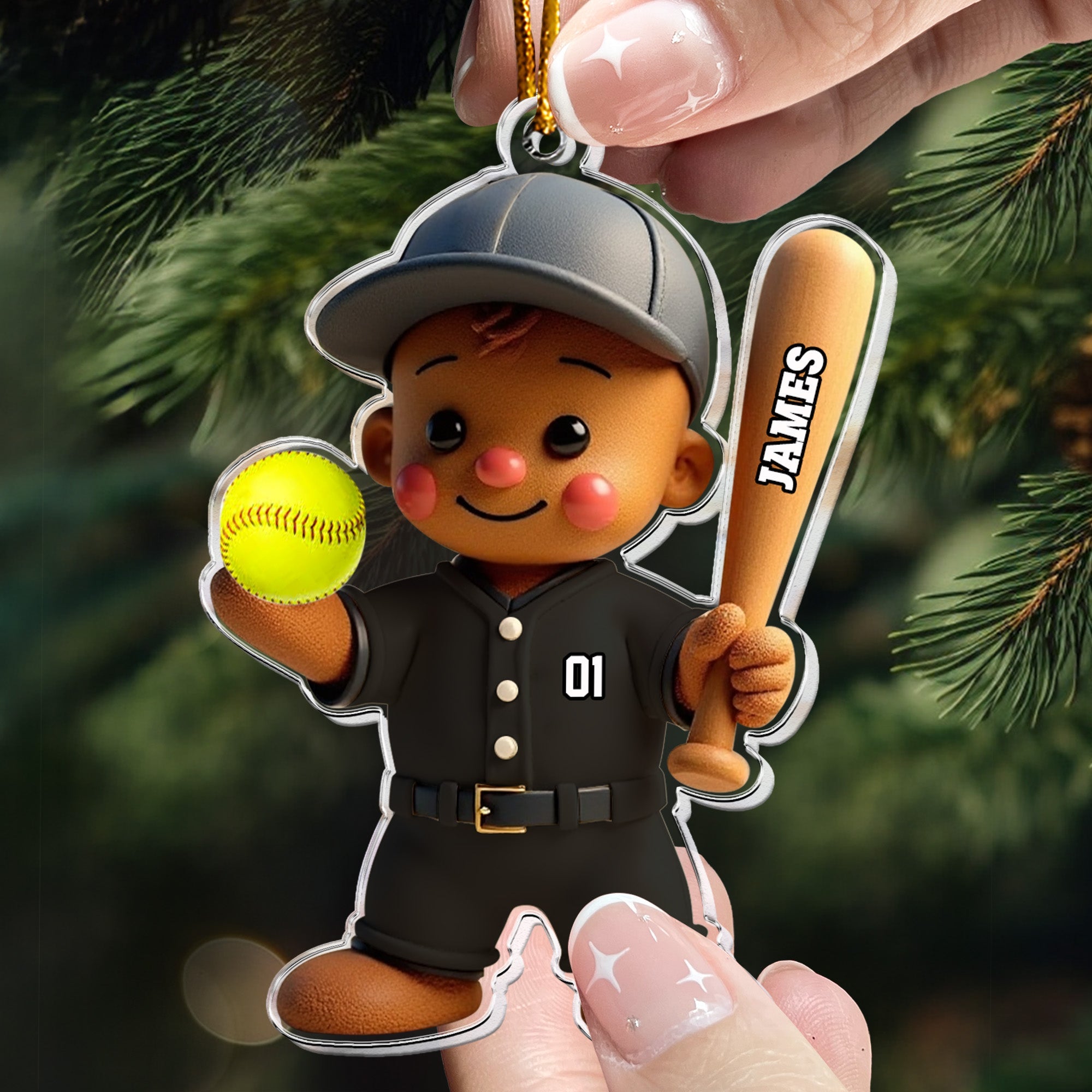 Baseball Gingerbread Christmas Ornament Gift For Kid_ Baseball Lover Personalized Acrylic Ornament_4
