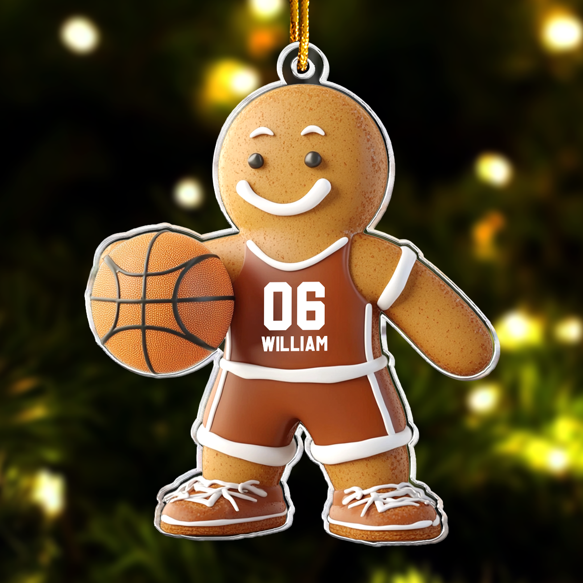 Basketball Gingerbread Christmas Ornament Personalized Acrylic Ornament_4