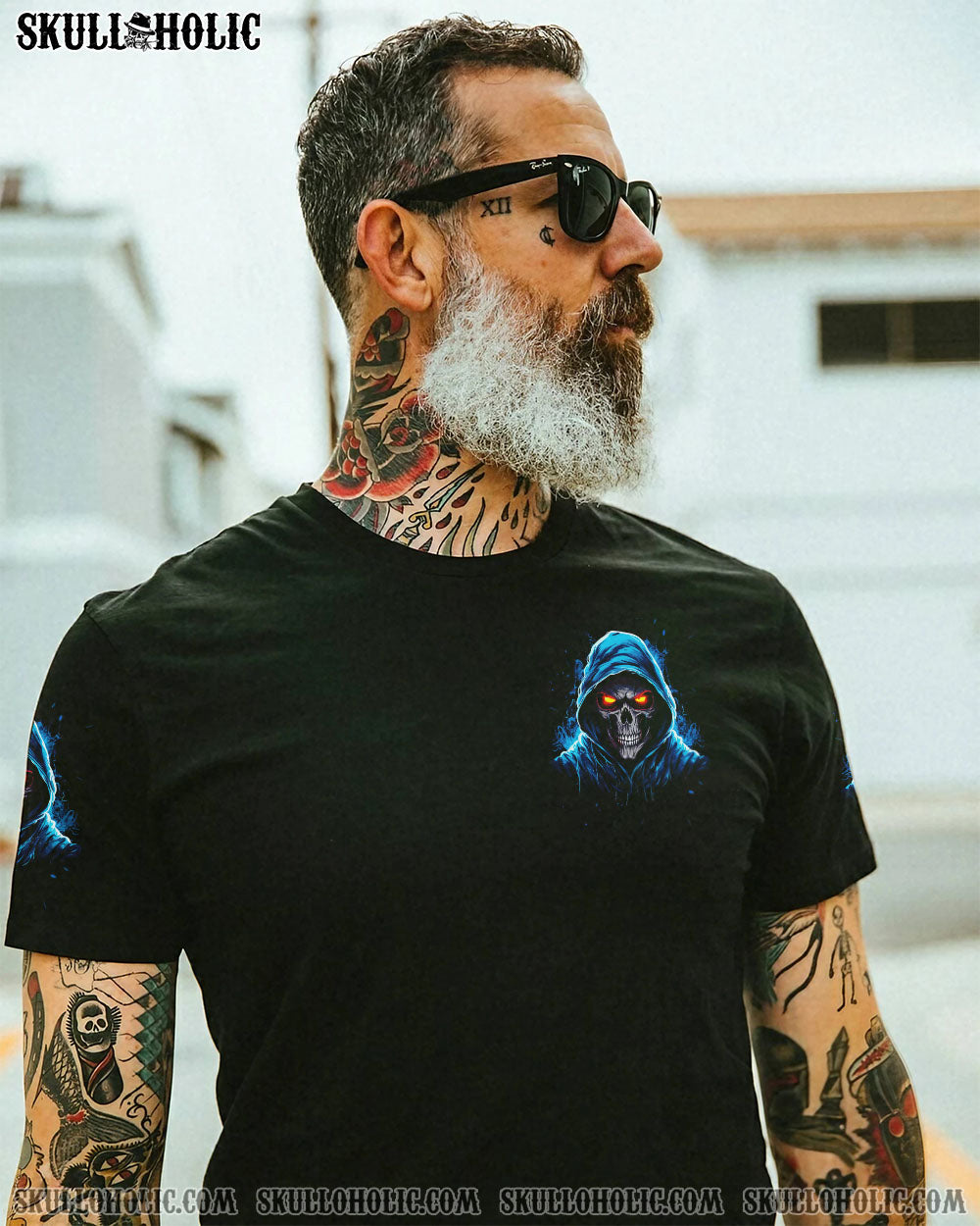 Be Careful Who You F Over Some of Us F Back Grim Reaper Skull Graphic AOP Shirts _6_ H7jD5