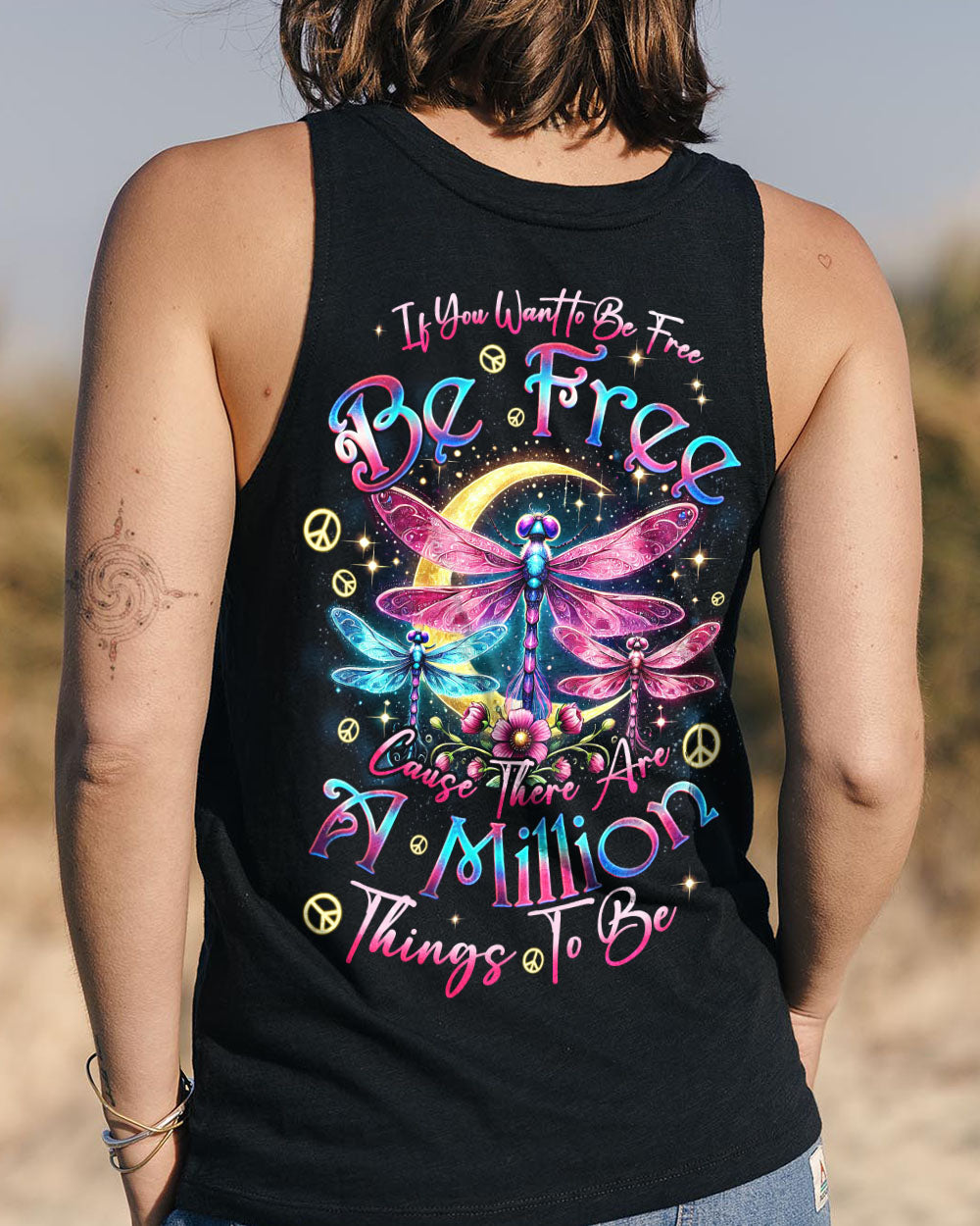 Be Free A Million Things to Be Colorful Dragonfly Hippie Graphic AOP Shirts _14_ ZMSrH