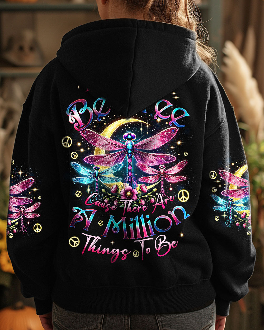 Be Free A Million Things to Be Colorful Dragonfly Hippie Graphic AOP Shirts _8_ MesJ0