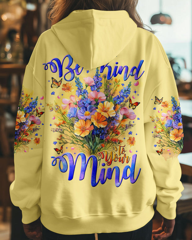 Be Kind to Your Mind - Colorful Floral Butterfly Design for Women - AOP Shirts
