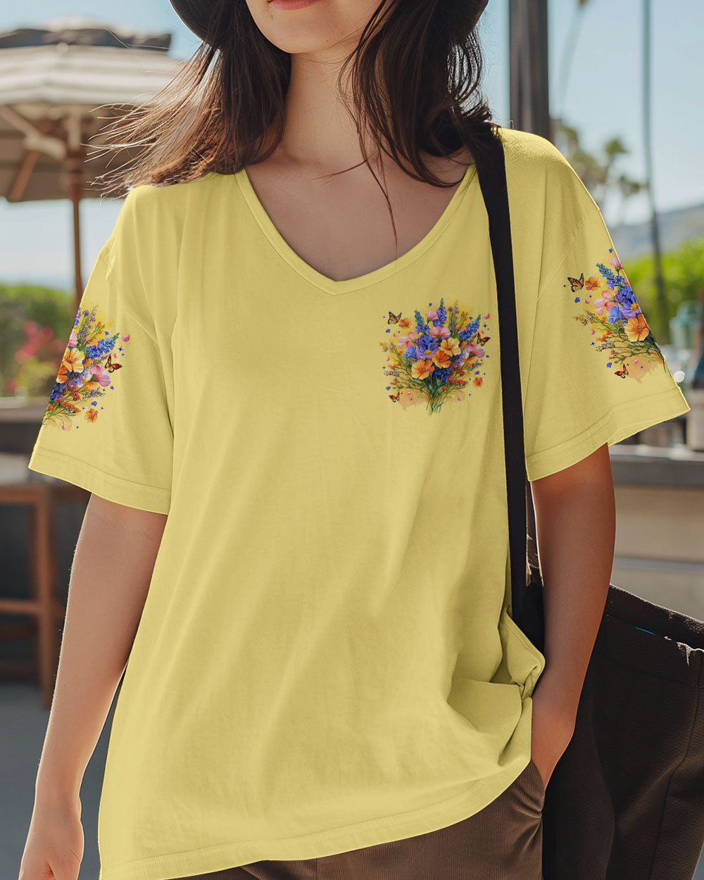 Be Kind to Your Mind Colorful Floral Butterfly Design for Women AOP Shirts _4_ m5KZm